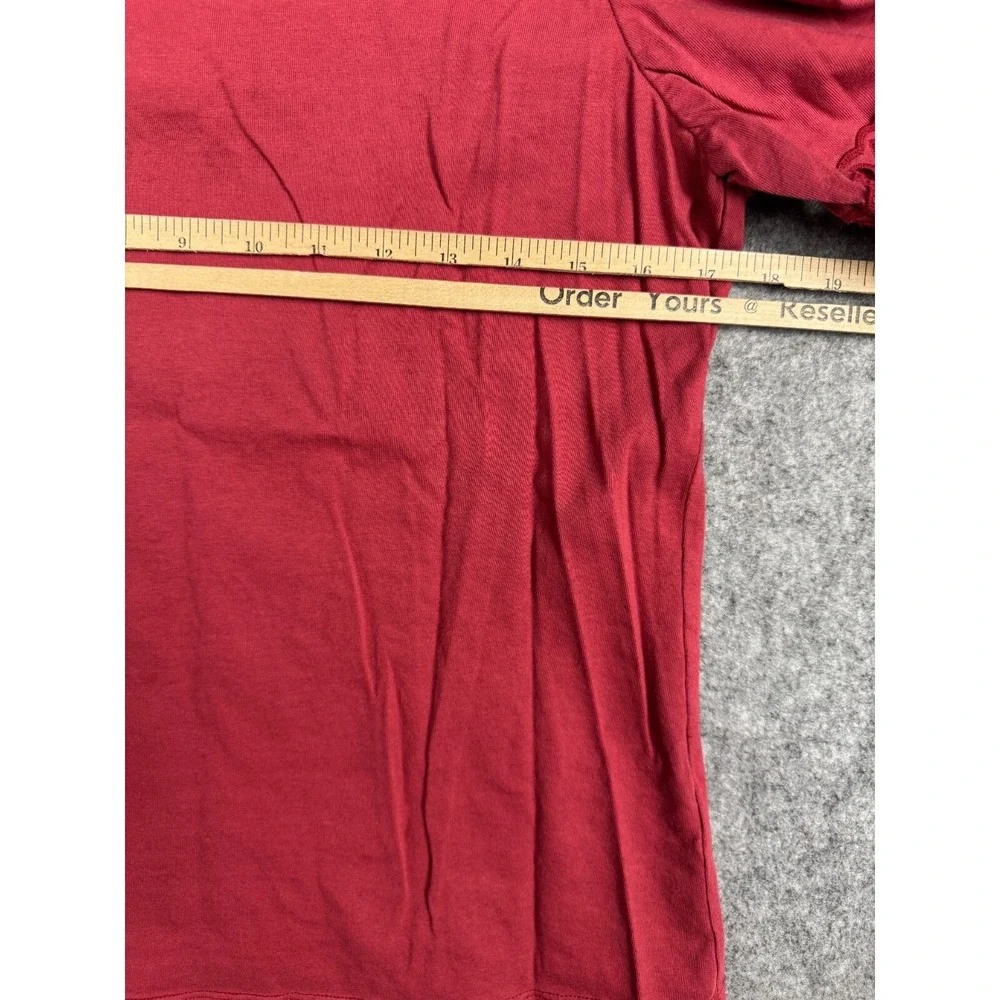 REBECCA TAYLOR LA VIE Top Women's Medium Red Long Sleeve Lace Peasant Cotton *